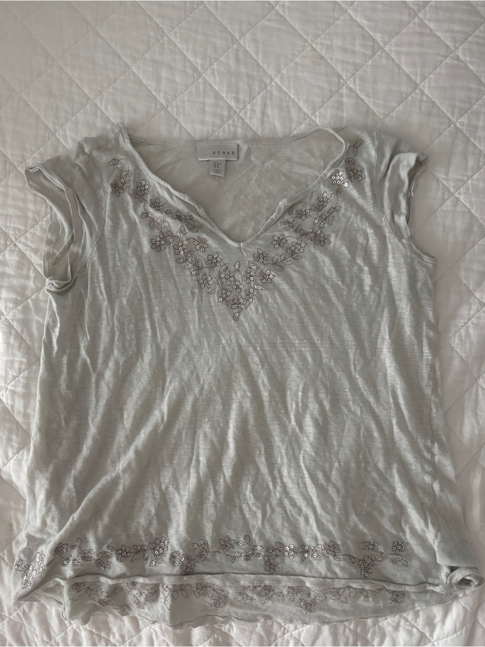 Kenar Embellished Linen Blend Tee